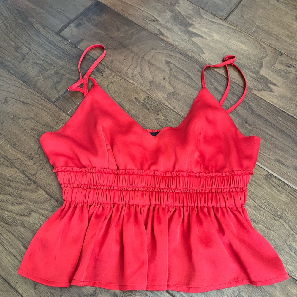 Red silk Etiquette top